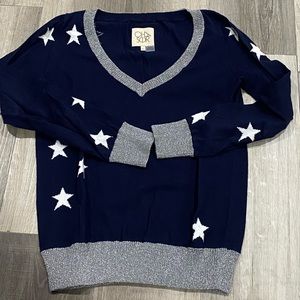 Chosor cashmere sweater size XS navy blue with stars